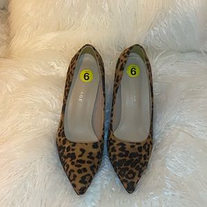 Leopard Graphic Pyramid Heeled Court Pumps